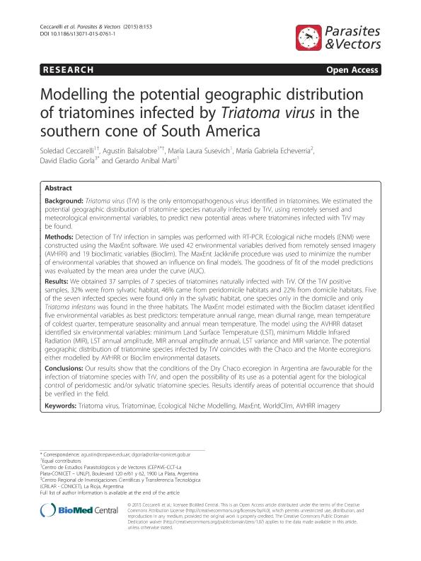 Modelling the potential geographic distribution of triatomines