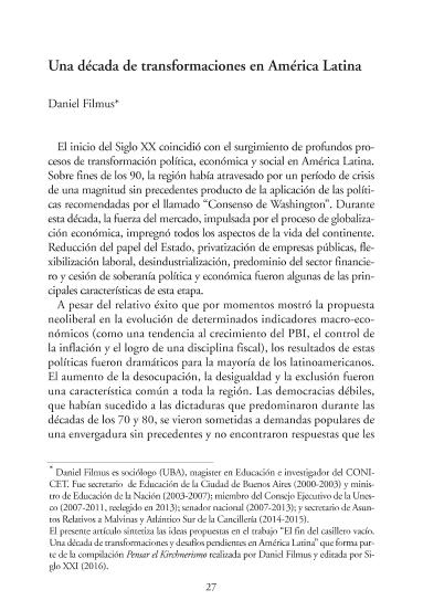 Una Década De Transformaciones En América Latina