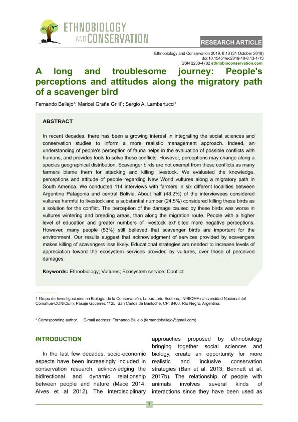 A long and troublesome journey: People's perceptions and attitudes along the  migratory path of a scavenger bird