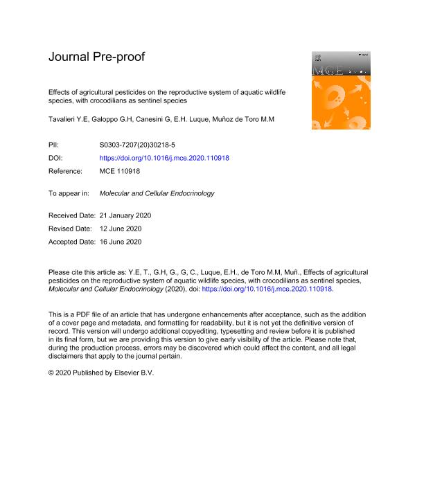 Effects Of Agricultural Pesticides On The Reproductive System Of Aquatic Wildlife Species With Crocodilians As Sentinel Species Effects Of Agricultural Pesticides On The Reproductive System Of Aquatic Wildlife Species With Crocodilians As Sentinel Species