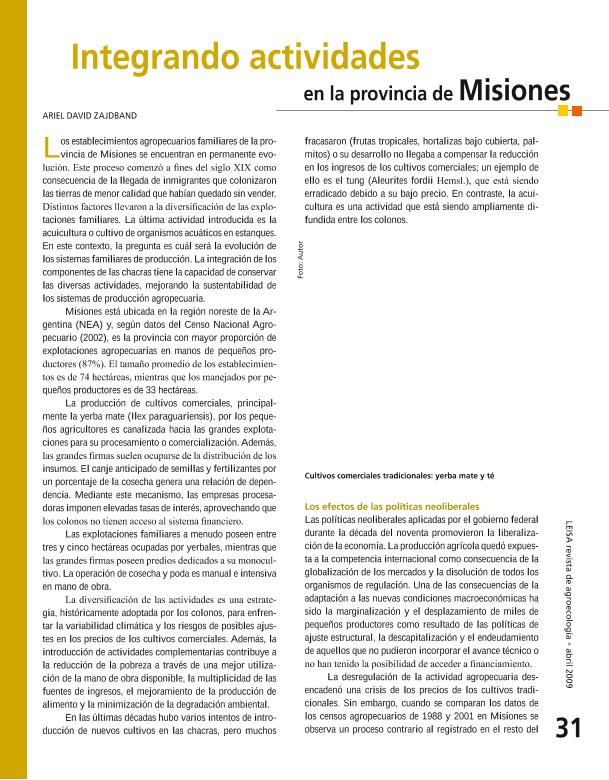 Integrando actividades en la provincia de Misiones