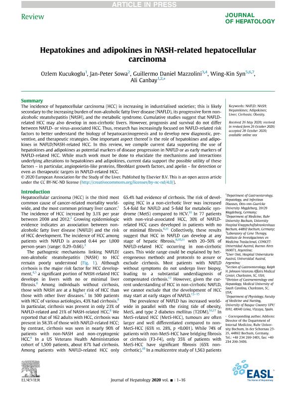 Hepatokines and adipokines in NASH-related hepatocellular carcinoma