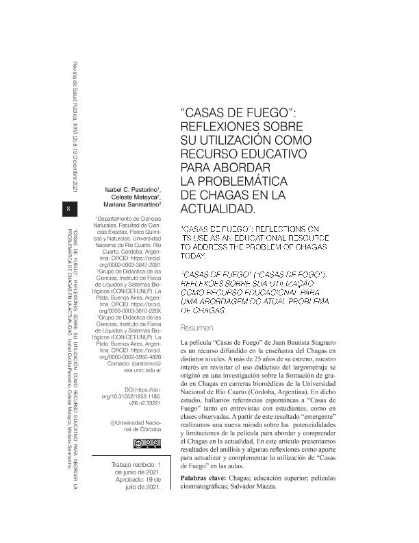 Casas de Fuego”: Reflexiones sobre su utilización como recurso educativo  para abordar la problemática de Chagas en la actualidad