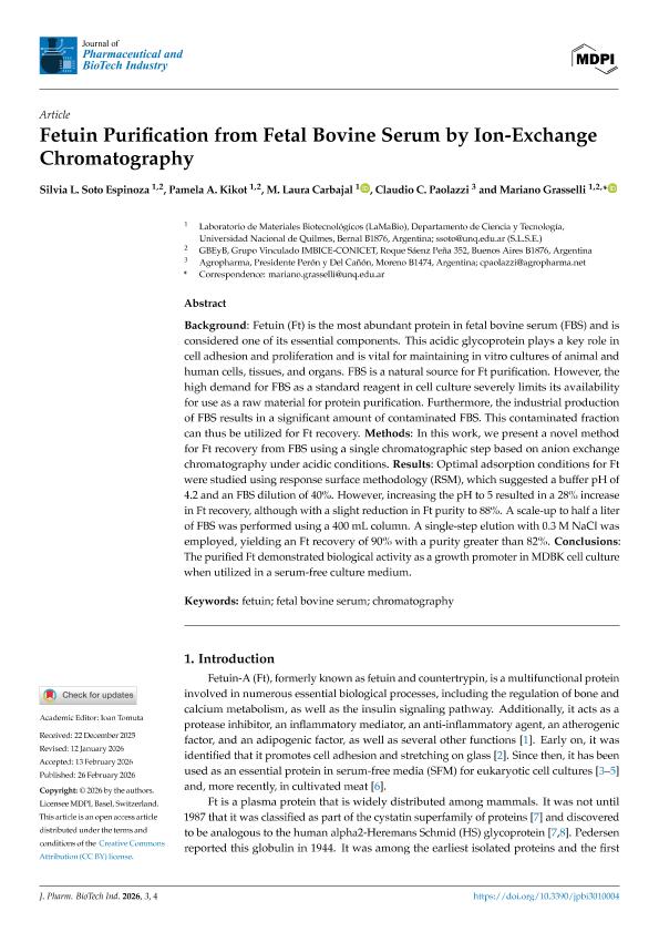 Fetuin Purification from Fetal Bovine Serum by Ion-Exchange Chromatography