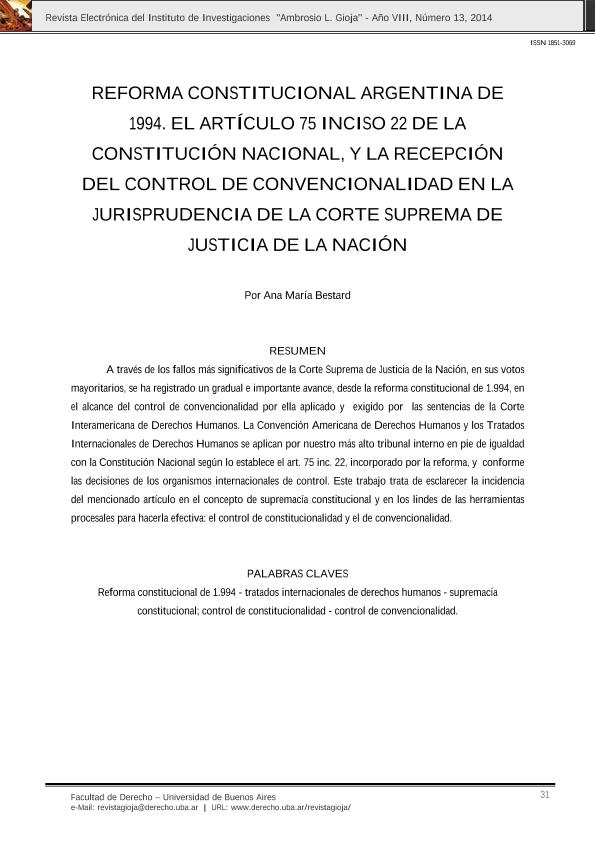 Reforma Constitucional Argentina De 1994. El Artículo 75 Inc. 22 De La ...