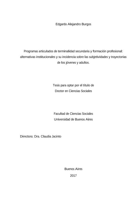 Edgardo Alejandro Burgos Programas articulados de terminalidad