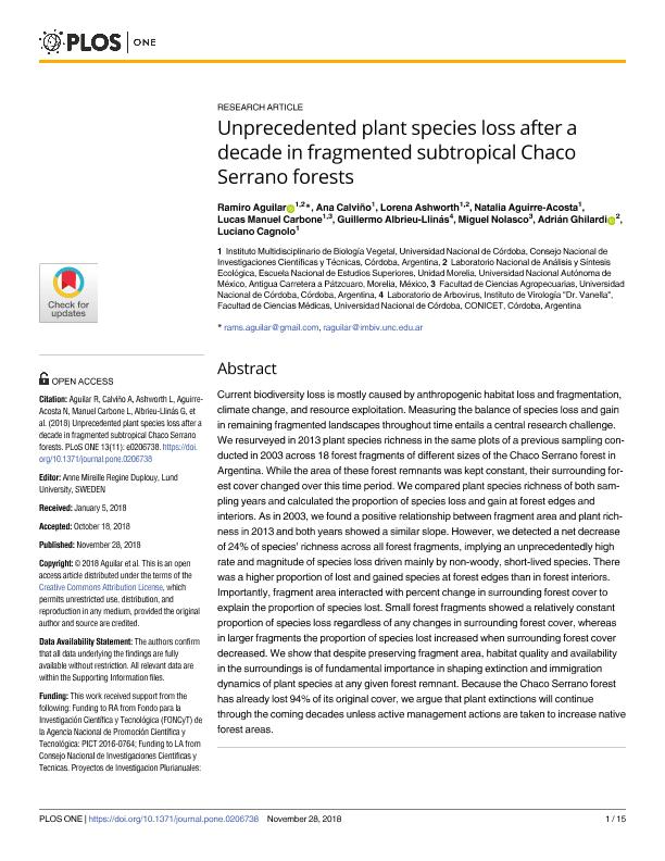 Unprecedented plant species loss after a decade in fragmented