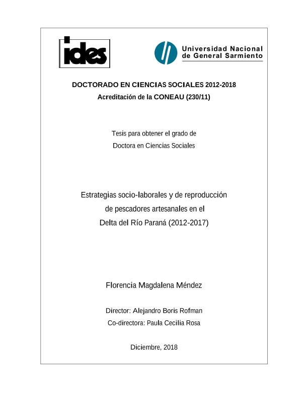 Estrategias Socio Laborales Y De Reproduccion De Pescadores Artesanales En El Delta Del Rio Parana 2012 2017 Florencia Mag